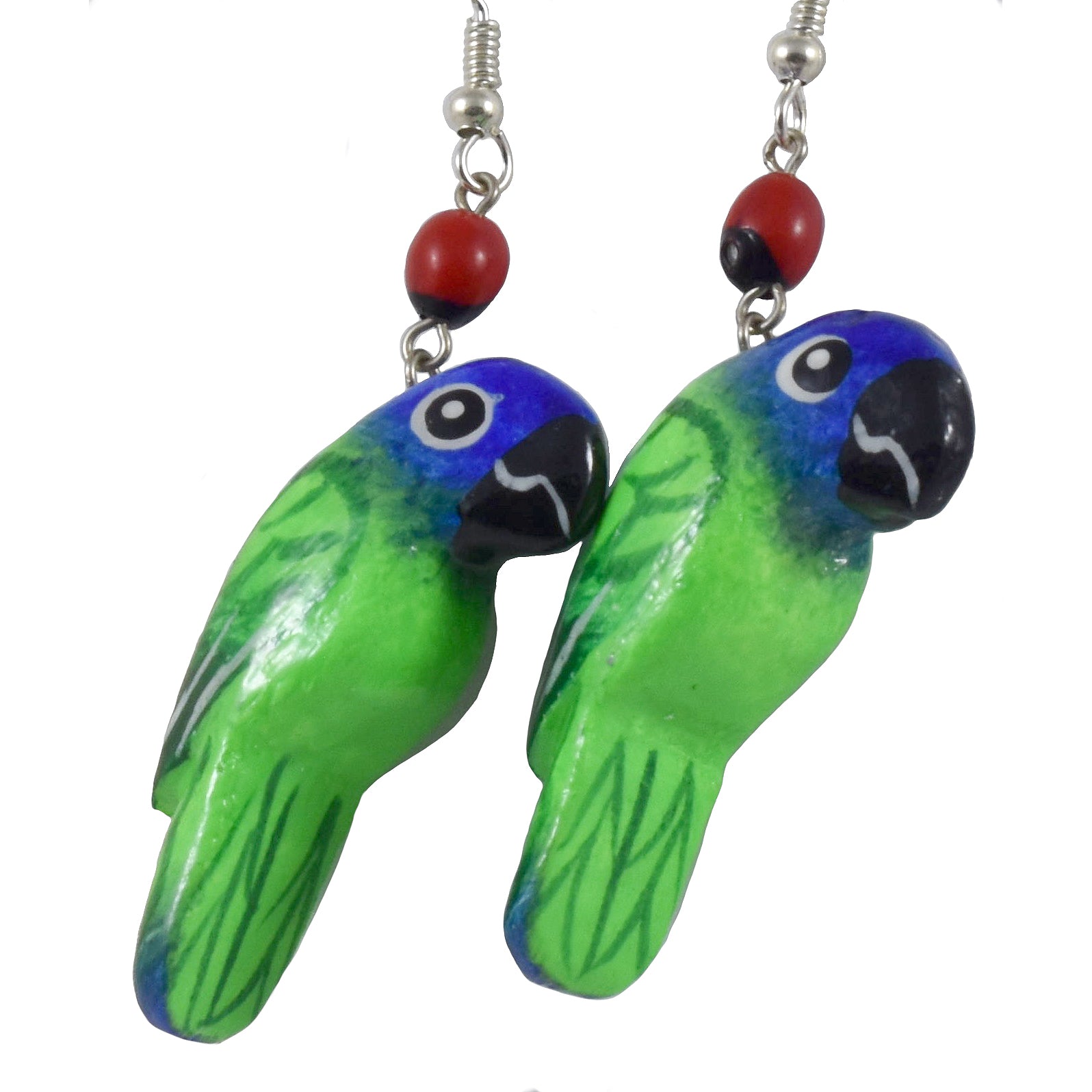 Parrot Balsa Wood Earrings - made by artisans from the Peruvian Amazon