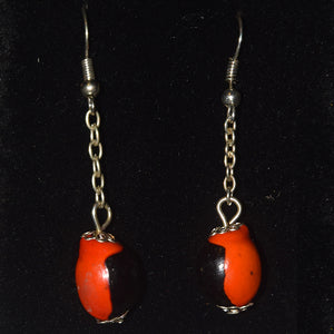 Large single huayruru seed earrings