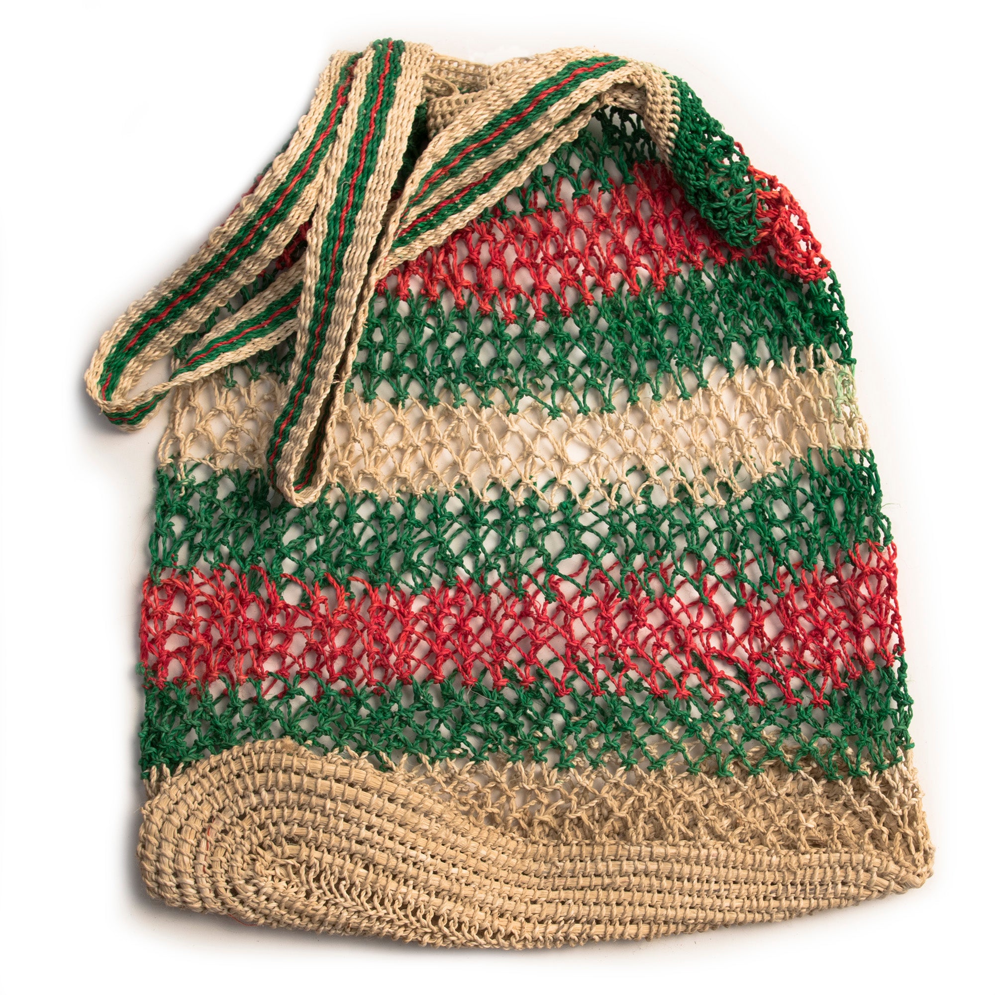 Handmade Open Weave Striped Double Strap Bags from the Peruvian Amazon