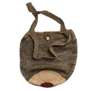 Open Weave, Crocheted, Striped Double Strap Brown and Ivory Bags, made in the Peruvian Amazon