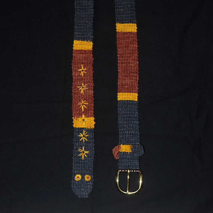 FAIR -TRADE HAND-MADE BELT - BLACK, YELLOW & MAROON CORAL SNAKE - WOVEN BY PERUVIAN AMAZON ARTISAN