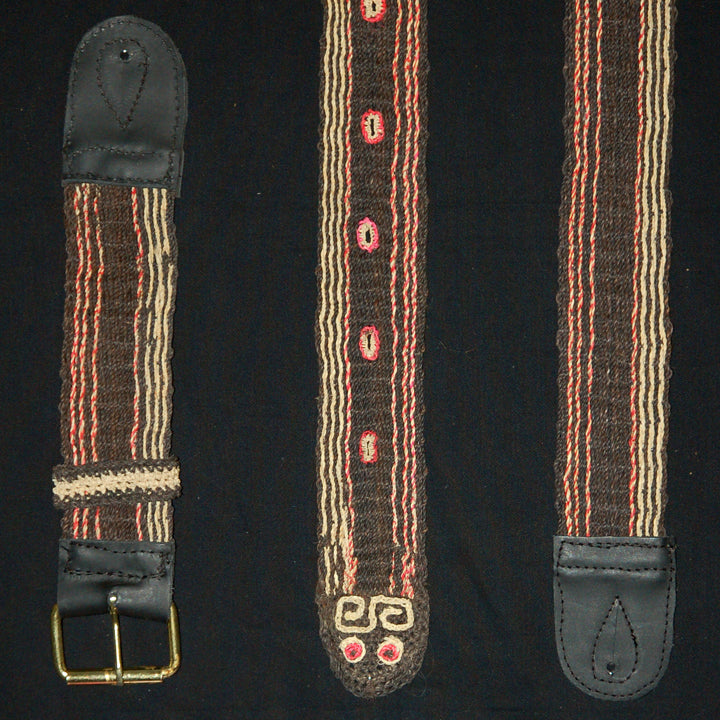 FAIR -TRADE HAND-MADE GUITAR STRAP - BLACK AFANINGA SNAKE PATTERN - WOVEN BY PERUVIAN AMAZON ARTISAN