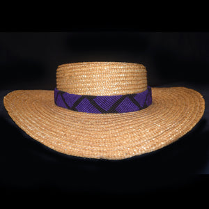 Fair-trade Hand-made Hat band - Purple and black chevron pattern - HB15A