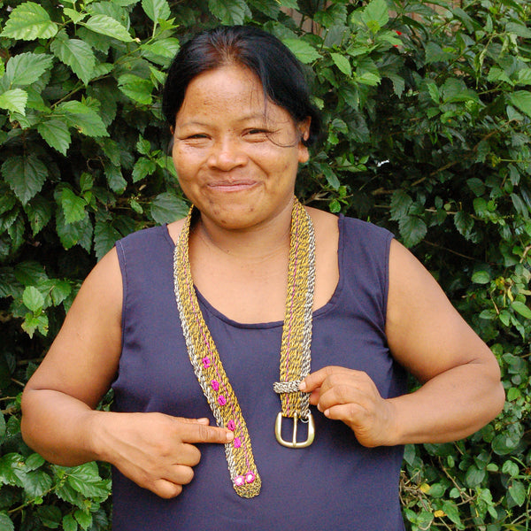 Fair-Trade Hand-Made Woven Belt by Peruvian  Artisan (bushmaster - shushupe Snake Pattern 2 Small (36 Long - Wide)