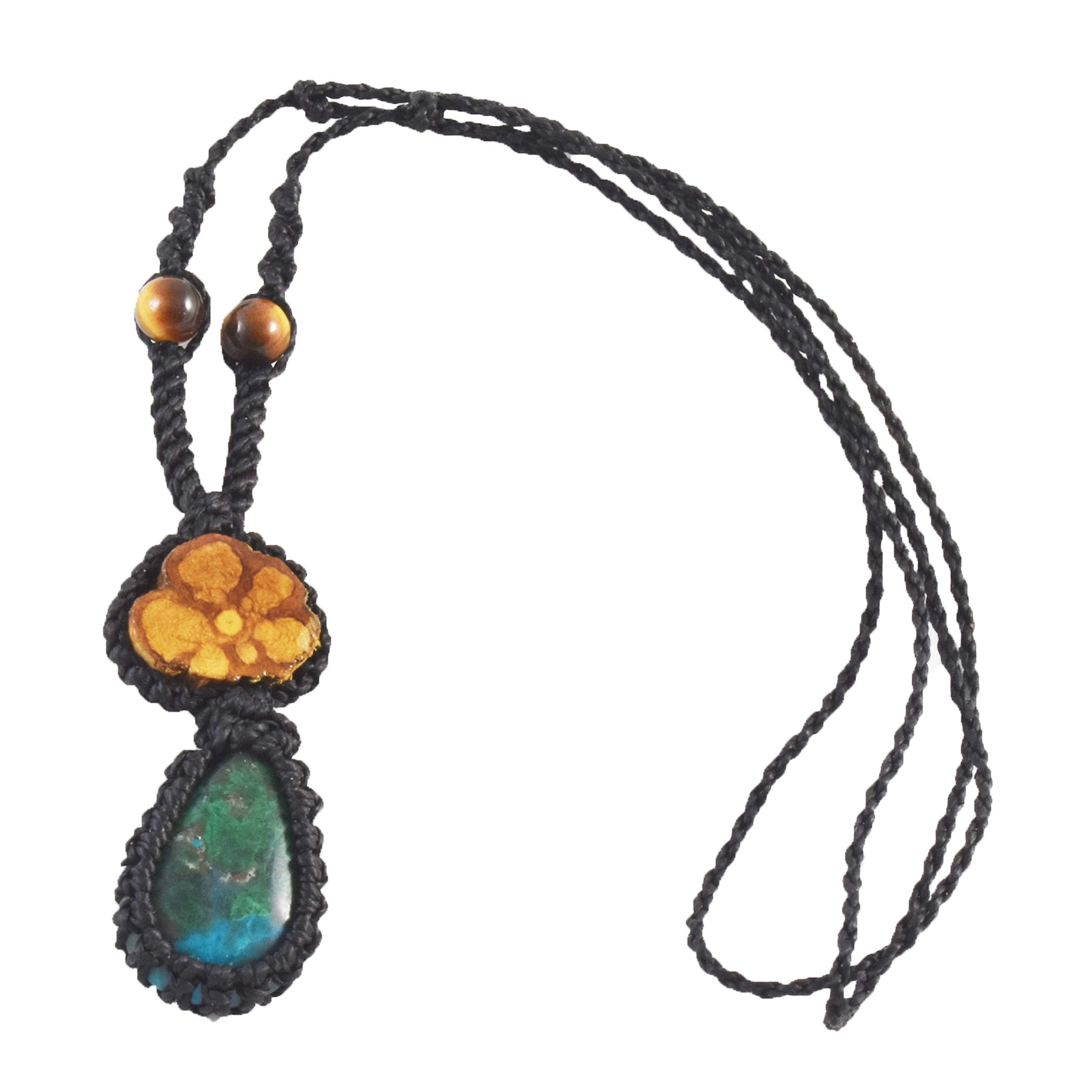 Peruvian green turquoise macrame necklace