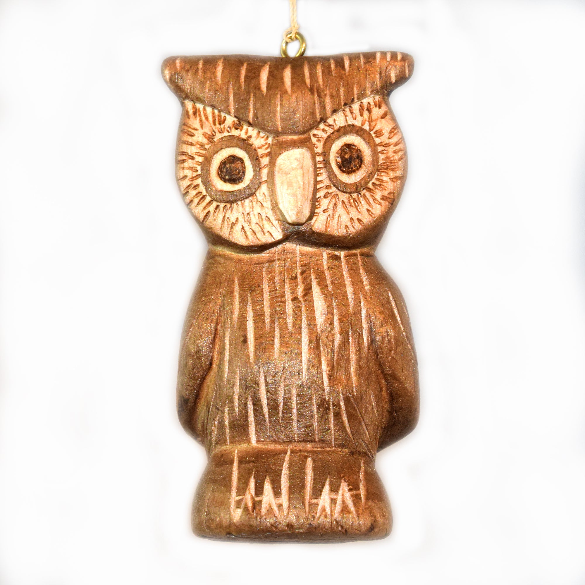 OWL BALSA WOOD FAIR -TRADE DECORATION - CARVED BY PERUVIAN AMAZON ARTISAN