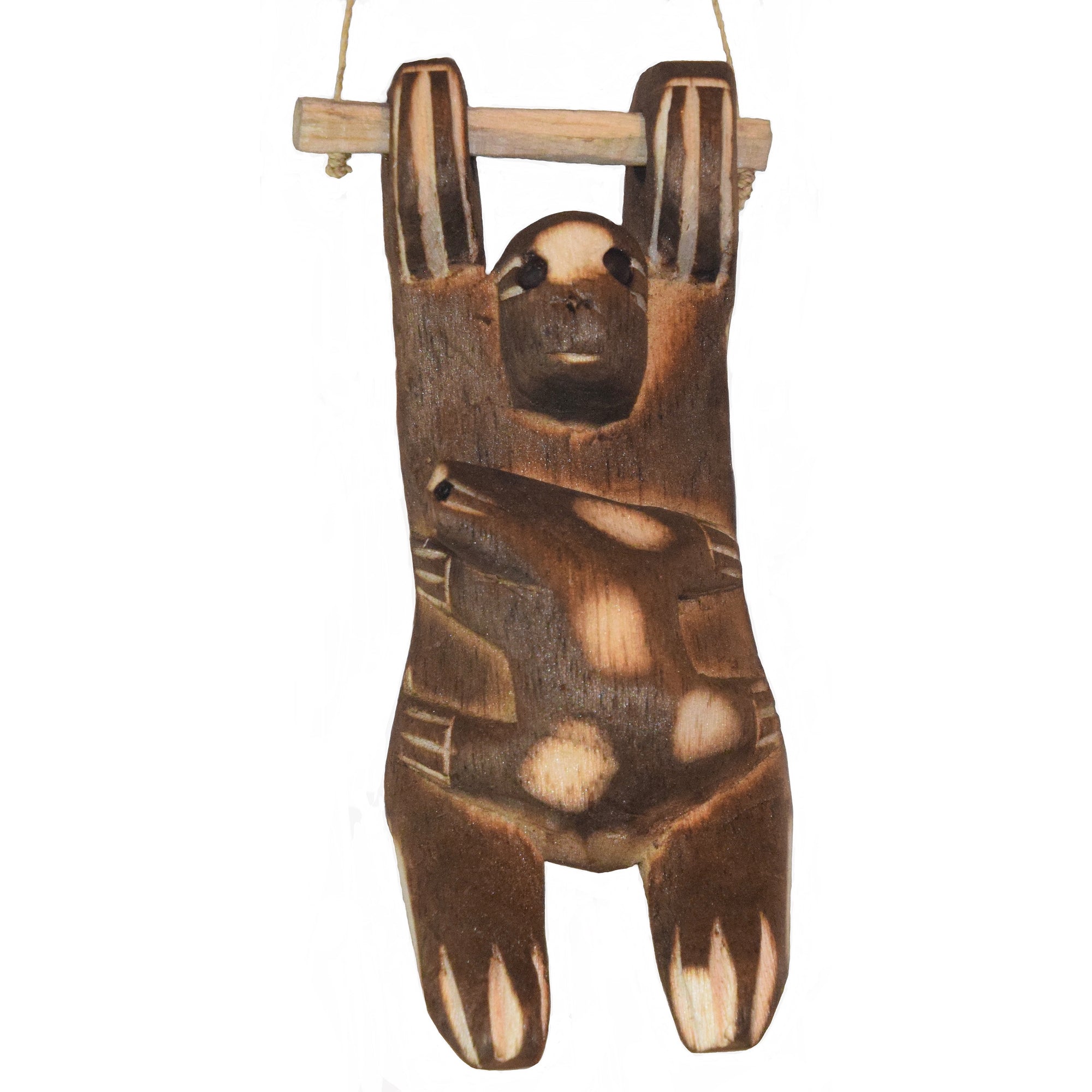 SLOTH BALSA WOOD FAIR -TRADE ORNAMENT - CARVED BY PERUVIAN AMAZON ARTISAN