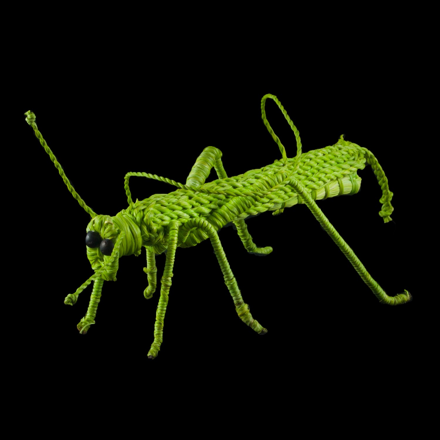 GRASSHOPPER WOVEN INSECT ORNAMENT - HAND-MADE BY ARTISAN FROM THE PERUVIAN AMAZON