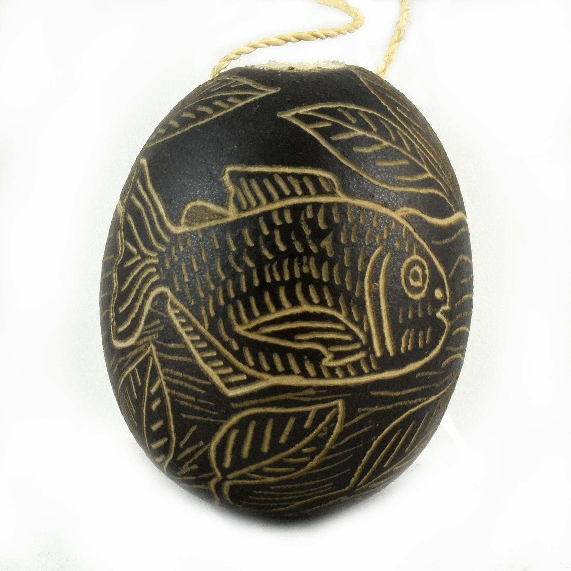 Pirana Fish Calabash Christmas tree ornament and hand rattle
