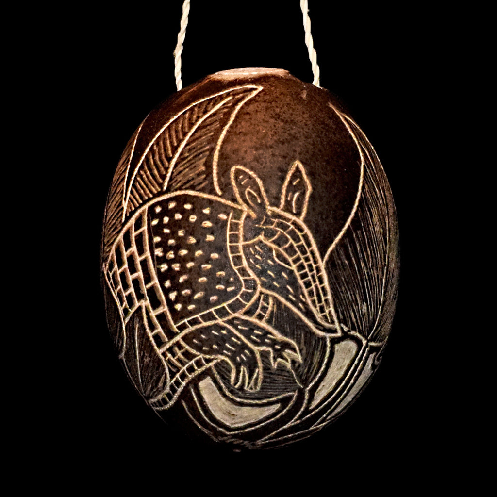 Armadillo Mammal Calabash Christmas tree ornament and hand rattle