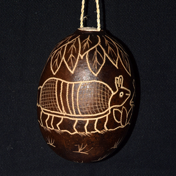 Armadillo Mammal Calabash Christmas tree ornament and hand rattle