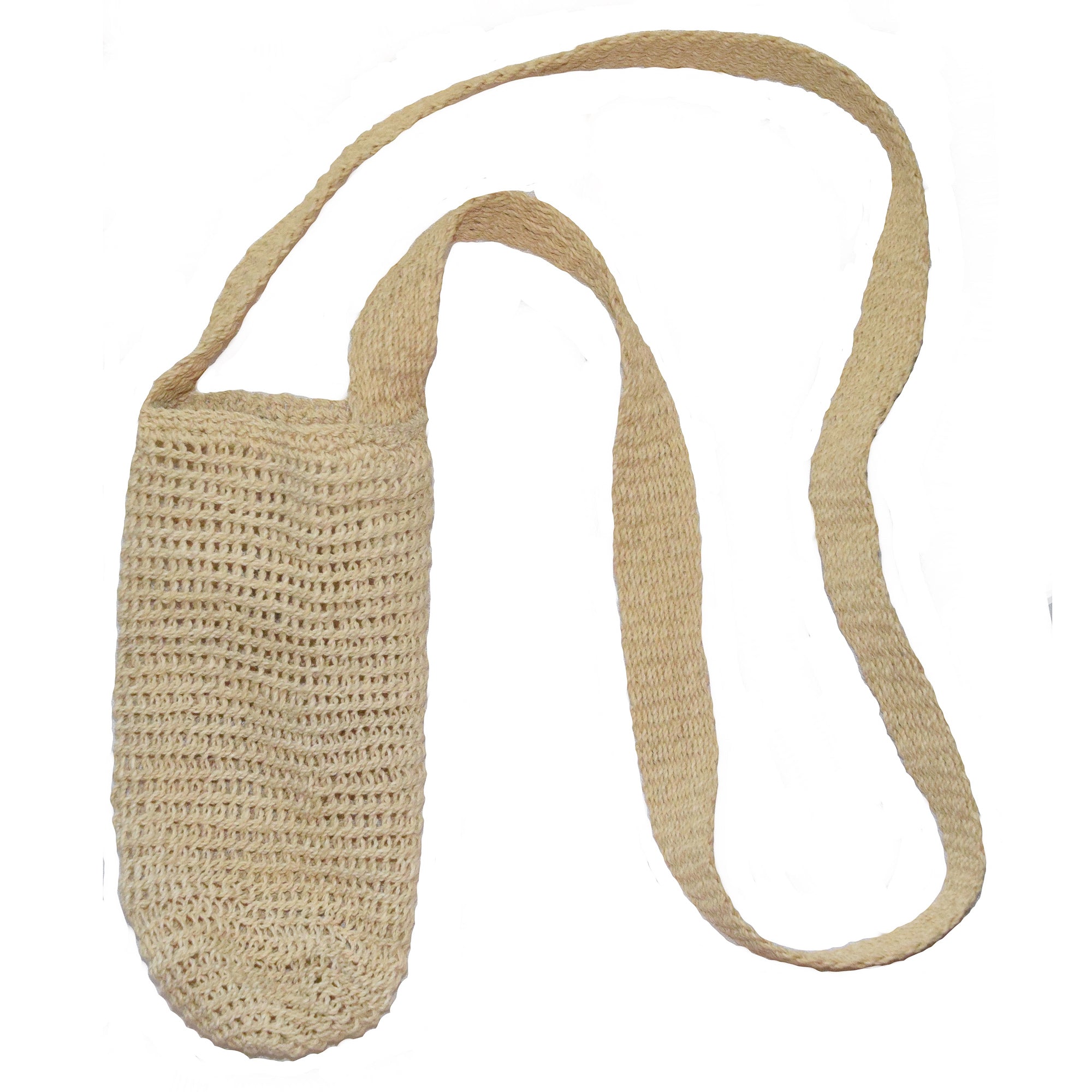 Fair-Trade Bottle Carrier/Wine Tote with natural white chambira