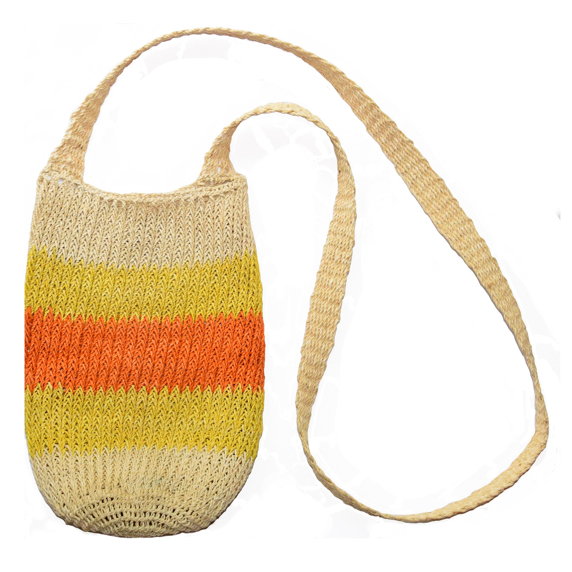 Fair-Trade Bottle Carrier/Wine Tote with orange and yellow bands