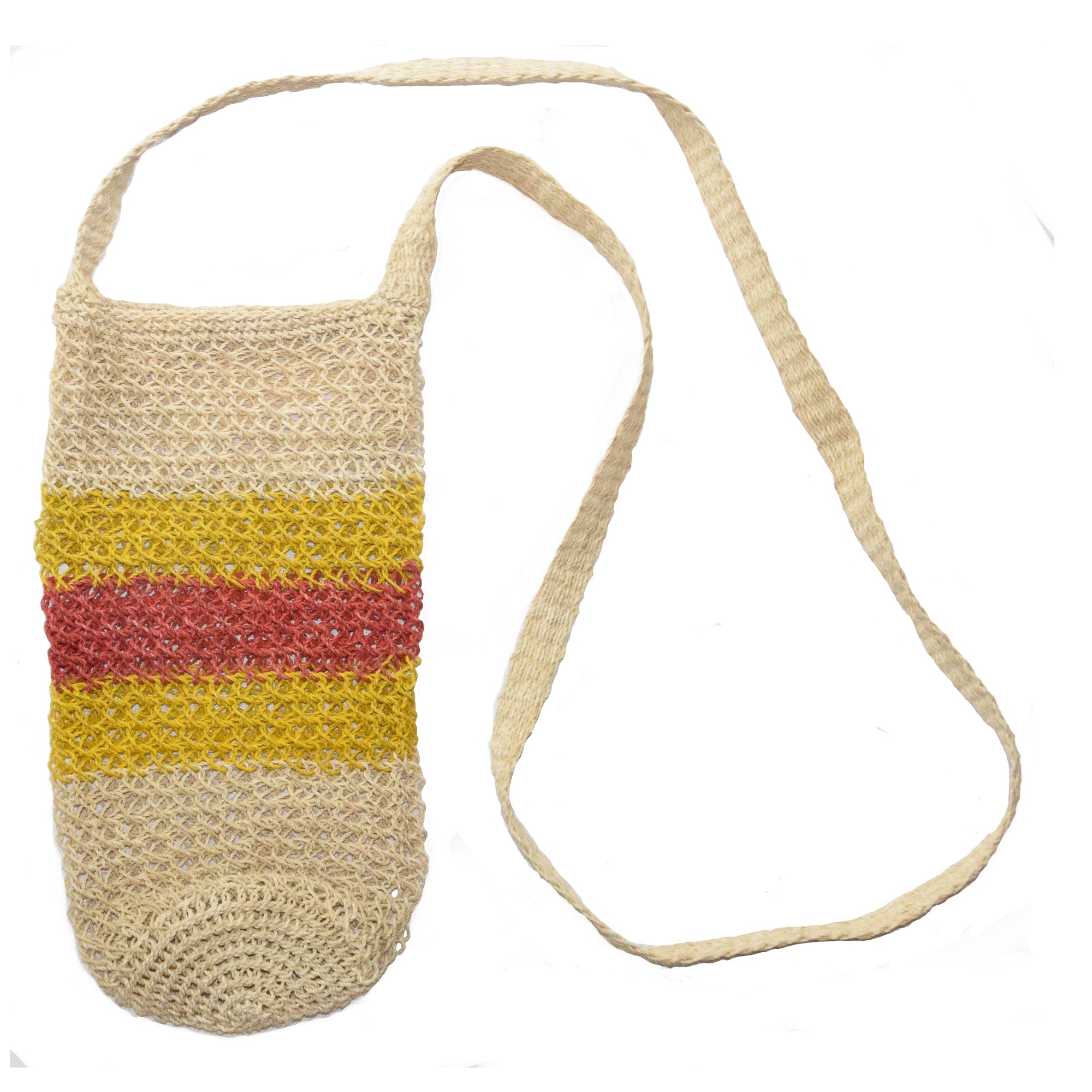 Fair-Trade Bottle Carrier/Wine Tote with orange and yellow bands