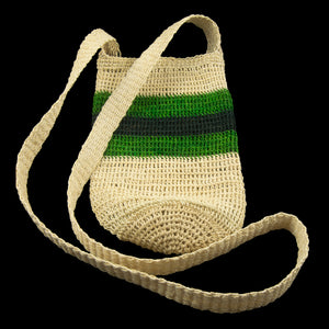 Fair-Trade Bottle Carrier/Wine Tote with green and black bands