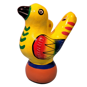 Ceramic water whistle from the Peruvian Amazon - colorful birds
