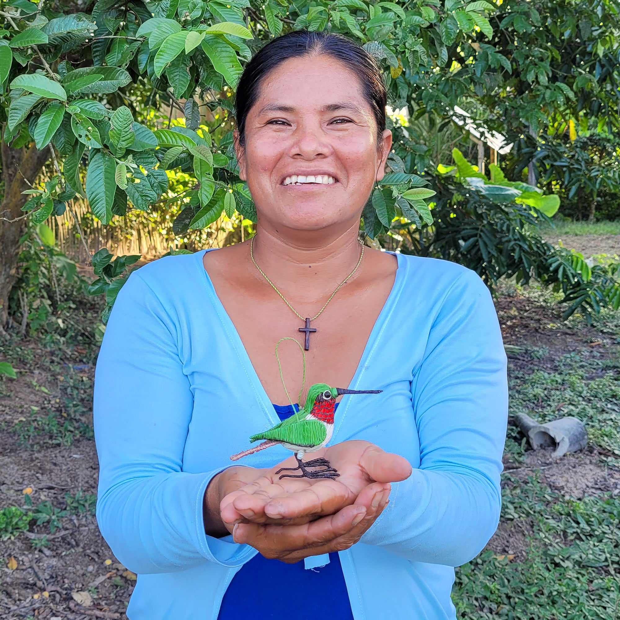 RUBY-THROATED HUMMINGBIRD FAIR TRADE ORNAMENT - WOVEN BY PERUVIAN AMAZON ARTISAN