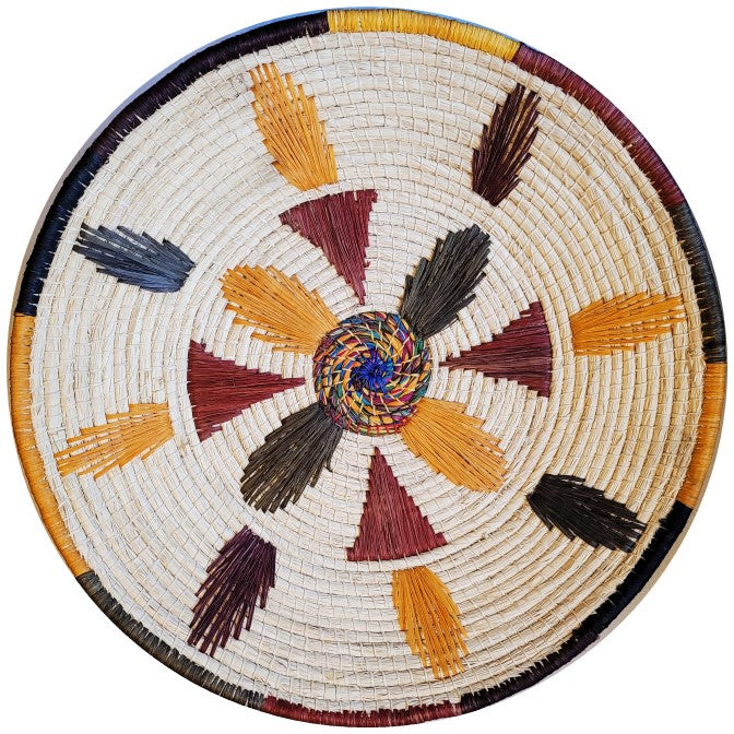 Rainbow Sun and Rays Decorative Basket - Fair Trade and Handwoven by Peruvian Amazon artisan - Amazon Ecology