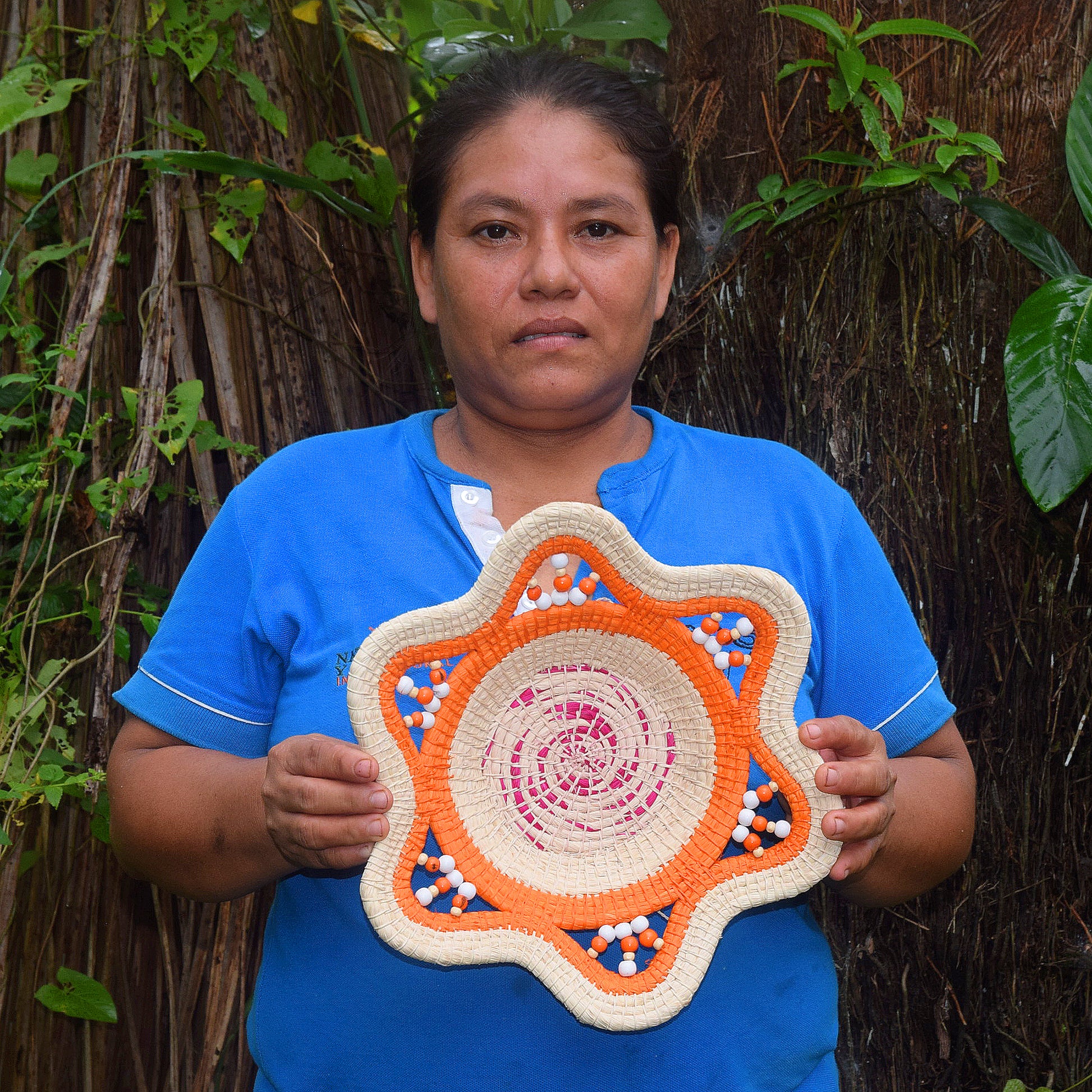 Orange Lollipop Decorative Basket - Fair Trade and Handmade by Peruvian Amazon Artisan - Amazon Ecology