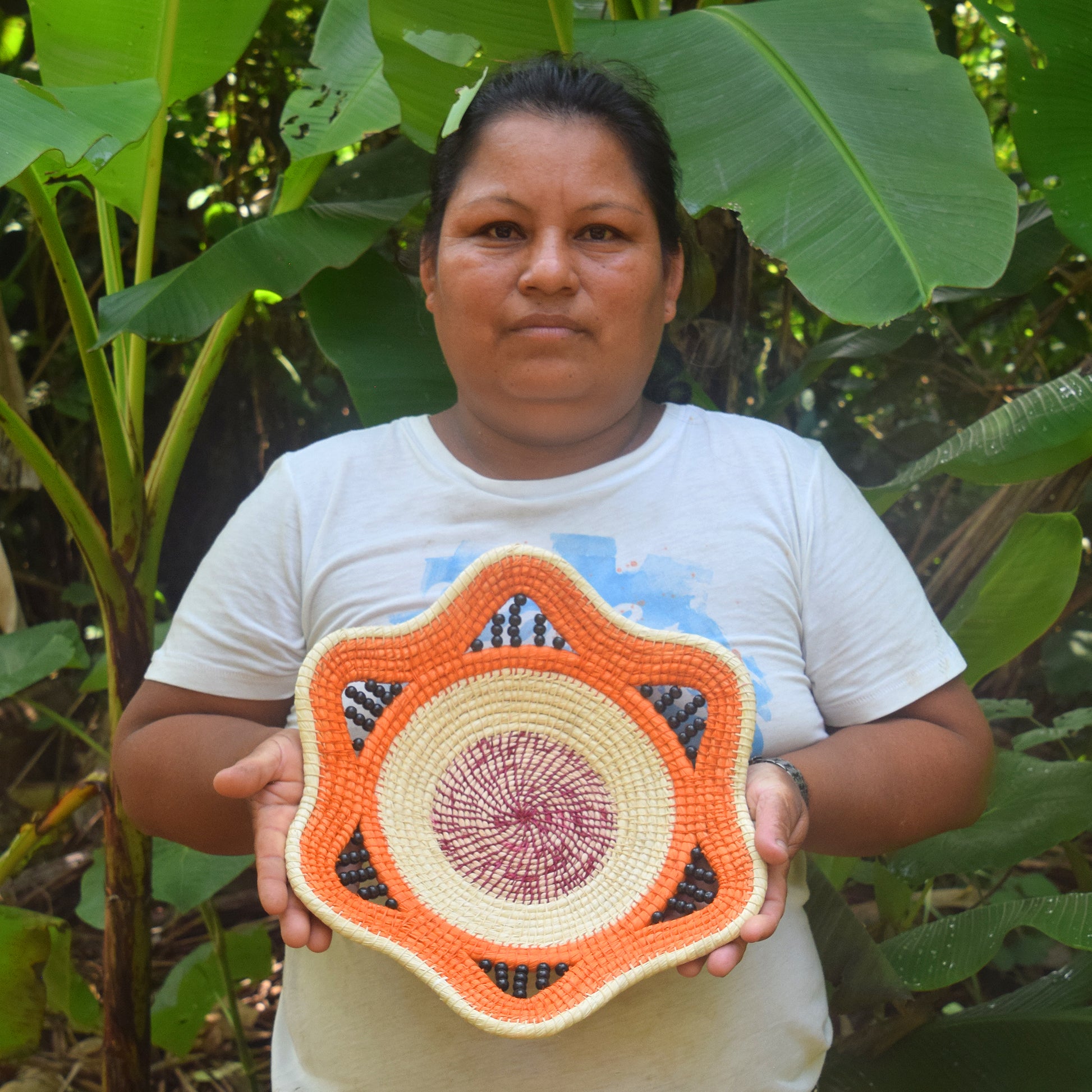 Orange Lollipop Decorative Basket - Fair Trade and Handmade by Peruvian Amazon Artisan - Amazon Ecology