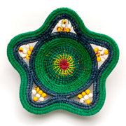 Beautiful Blue and Emerald Handwoven Decorative Basket - Fair Trade - Amazon Ecology