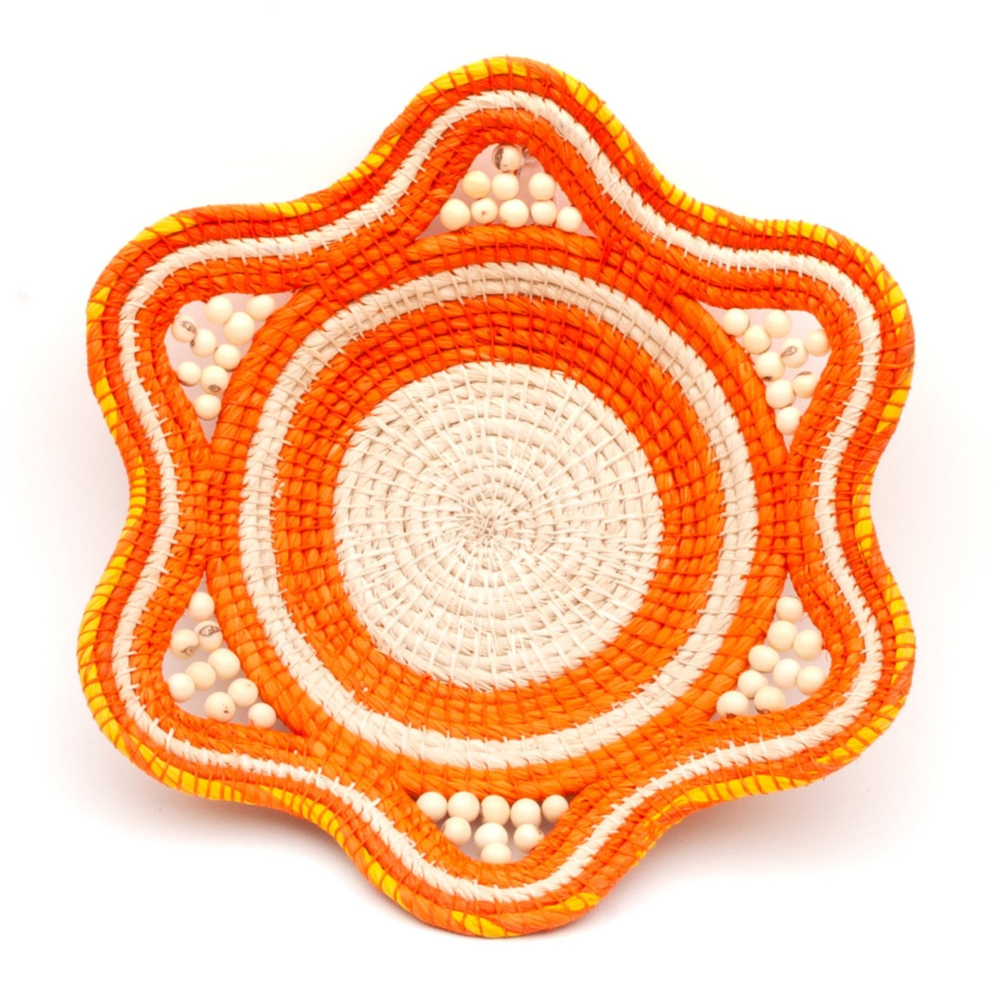 Peaches and Cream Handwoven Decorative Basket - Fair Trade and Hand Made by Peruvian Amazon Artisan - Amazon Ecology