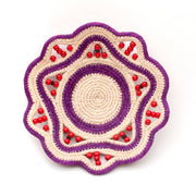 Purple and Cream Rings Decorative Basket- Fairtrade and Handmade by Peruvian Amazon Artisan - Amazon Ecology