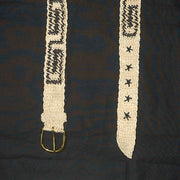 FAIR -TRADE HAND-MADE BELT BORA LABYRINTH LOGO - WHITE WITH BLACK - WOVEN BY PERUVIAN AMAZON ARTISAN - Amazon Ecology