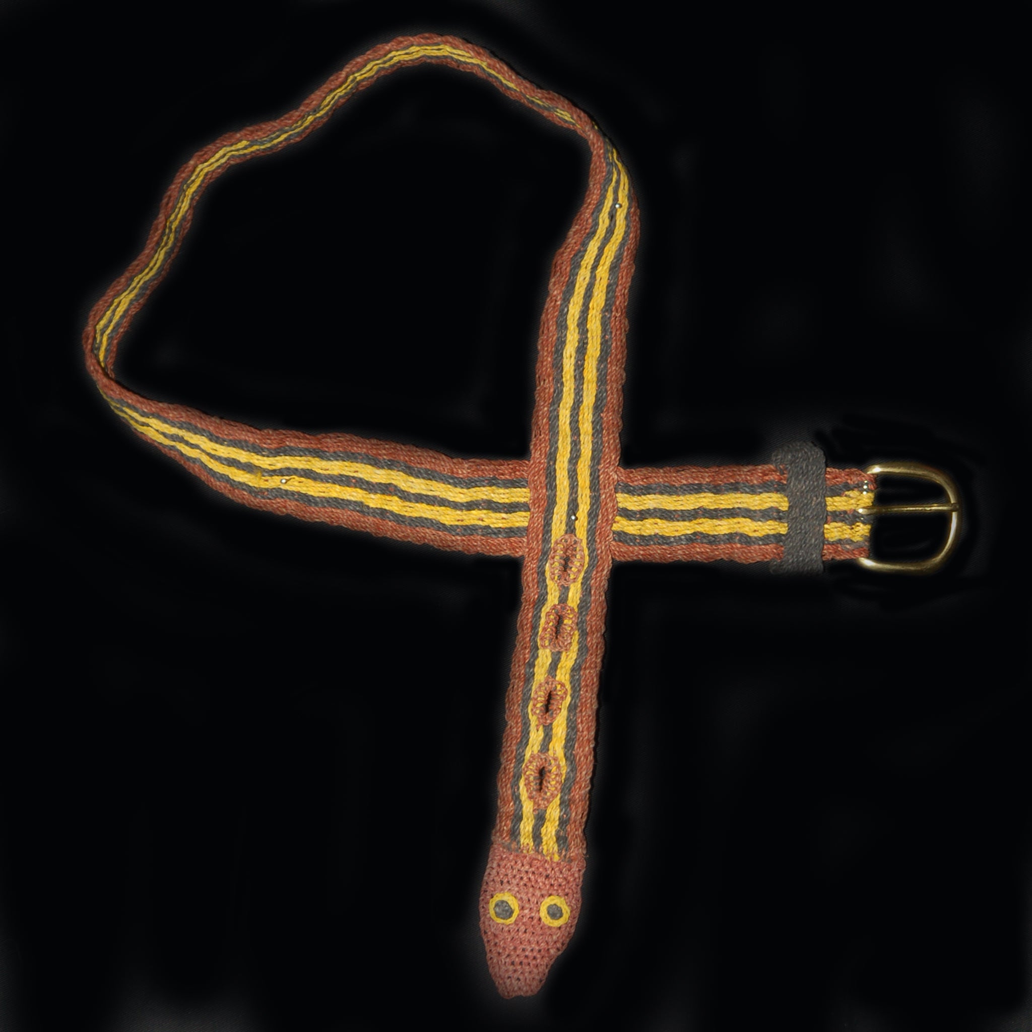 FAIR -TRADE HAND-MADE BELT MAROON STRIPED SNAKE- WOVEN BY PERUVIAN AMAZON ARTISAN - Amazon Ecology