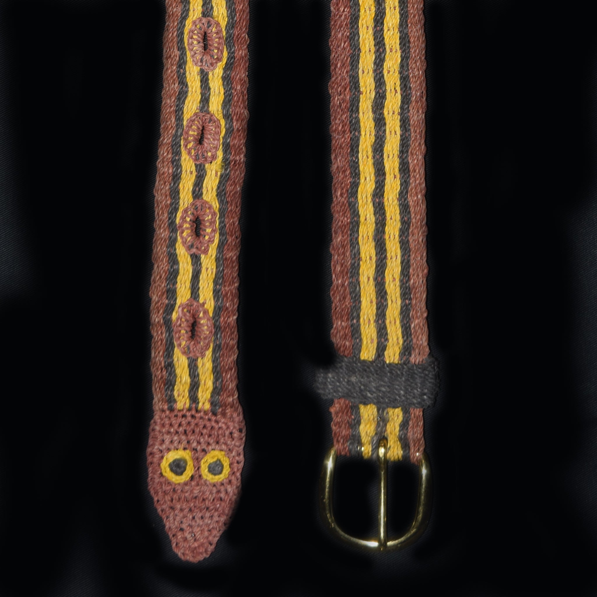FAIR -TRADE HAND-MADE BELT MAROON STRIPED SNAKE- WOVEN BY PERUVIAN AMAZON ARTISAN - Amazon Ecology
