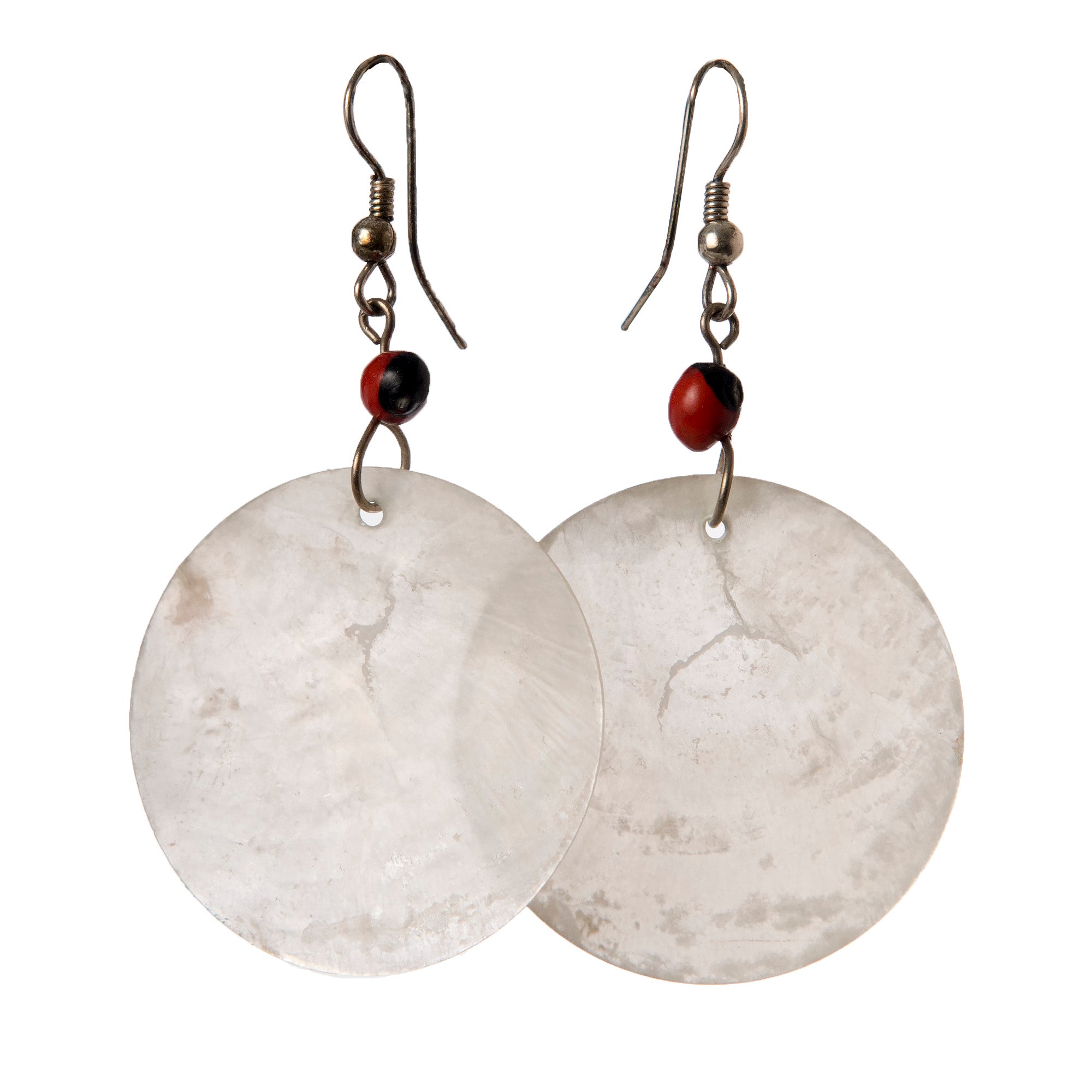 Natural White Circular Nakar Shell Earrings