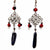 Silver Wire Lattice with Huayruru Beads and Lapis Lazuli, Dangling Earrings