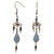 Celestine stone and silver wire earrings - made by Peruvian Amazon artisan