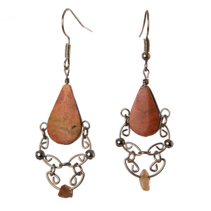 Red Jasper and Silver Wire Earrings, Two Elegant Designs