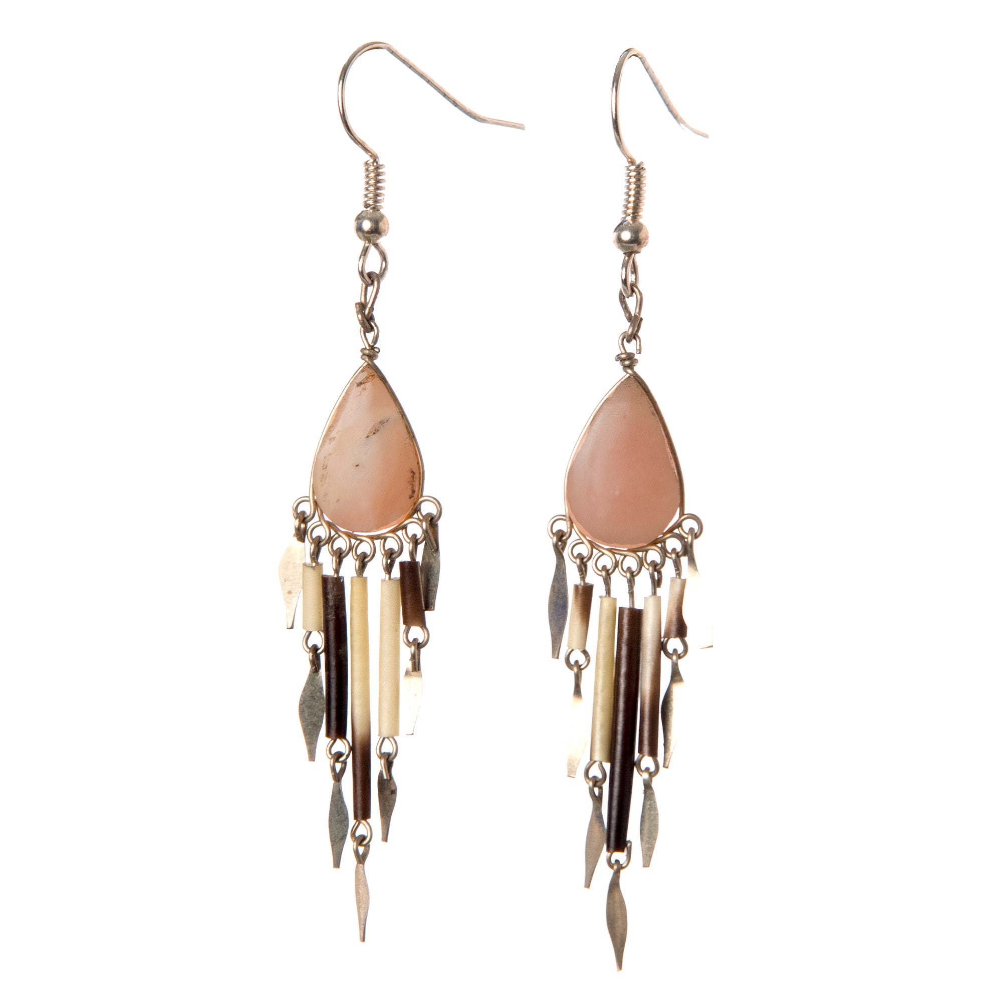 Elegant Rhodochrosite Dangling Earrings with Silver Wire