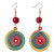 Wrapped Wire Spiral Circle Rainbow Rasta Earrings