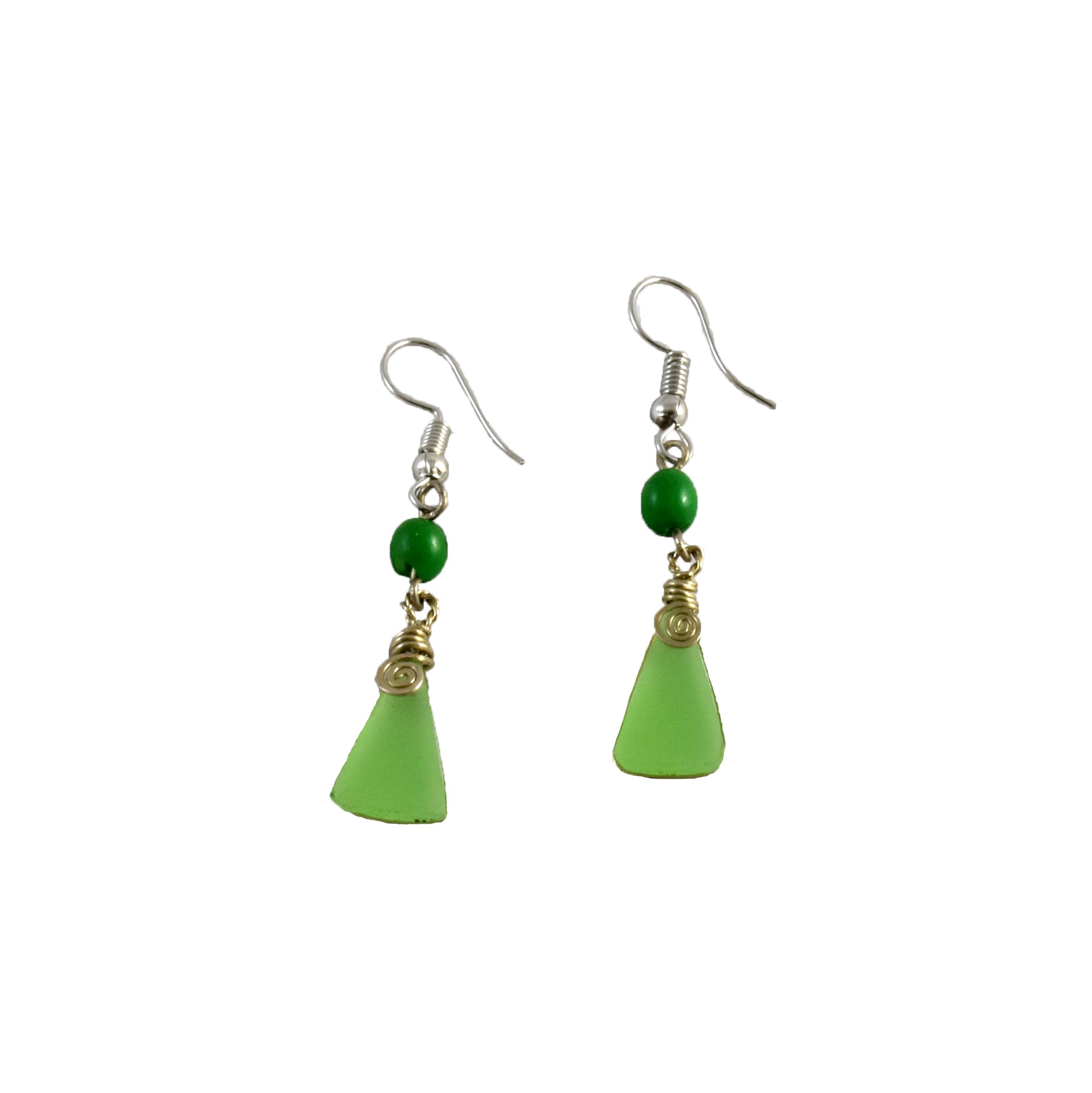 Triangular Opalite Silver Wire Earrings