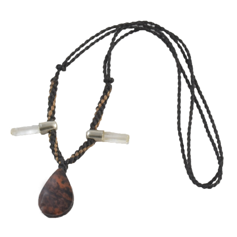 Tear drop stone and crystal wand macrame necklace - Amazon Ecology