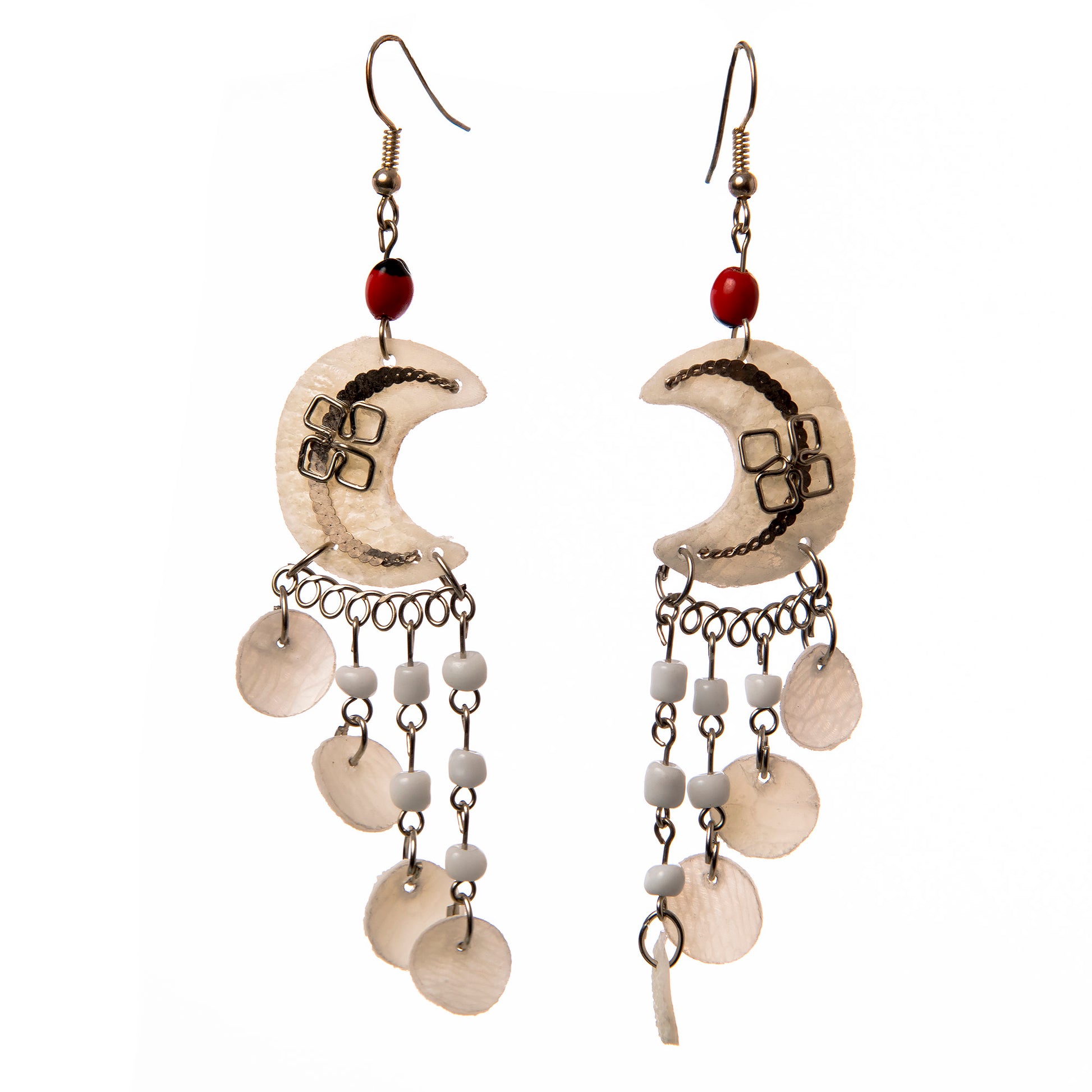 Paiche Fish Scales Crescent Moon Earrings - Amazon Ecology