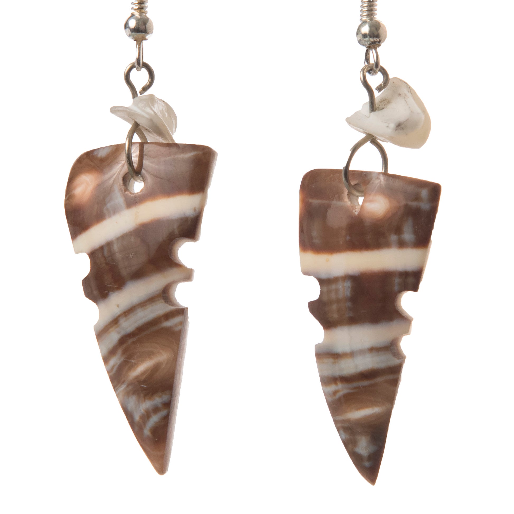 Nakar Shell Earrings, Natural Shell Colors, with Turquoise or Stone Beads - Amazon Ecology