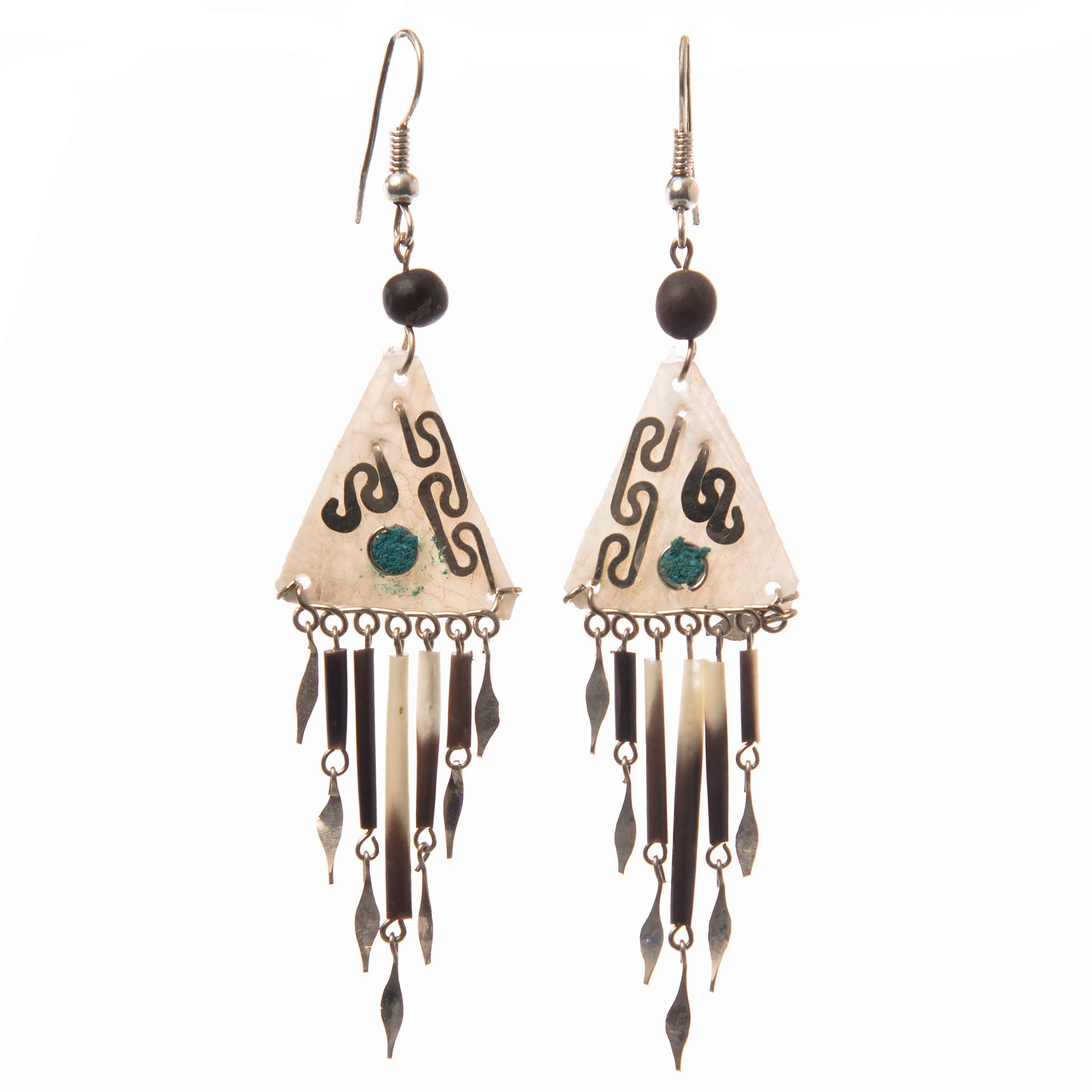 Triangular paiche scale earrings - made by Peruvian Amazon artisan - Amazon Ecology